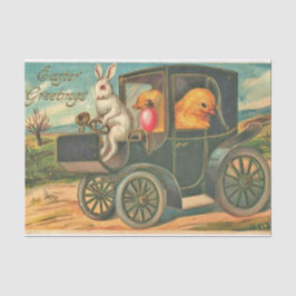 Papel De Seda Vintage Coelhinho da Páscoa e Pintinhos na Desmont