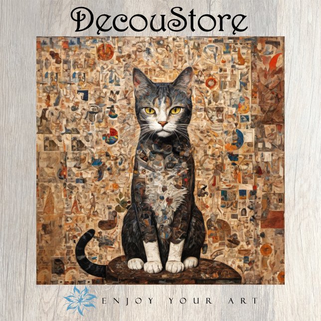 Papel De Seda Vintage Collage Cat Decoupage (Criador carregado)