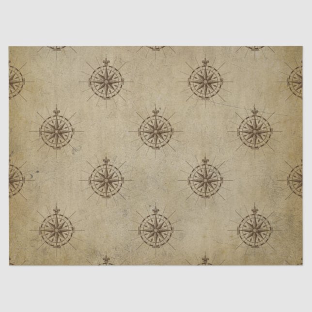 Papel De Seda Vintage Compasses na Decoupage Marrom (Frente )