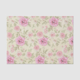 Papel De Seda Vintage Cor de Água Cor de Rosa Antiquada Botânica