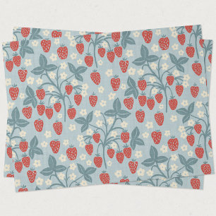 Papel De Seda Vintage Cottagecore Floral Botânico de Morango
