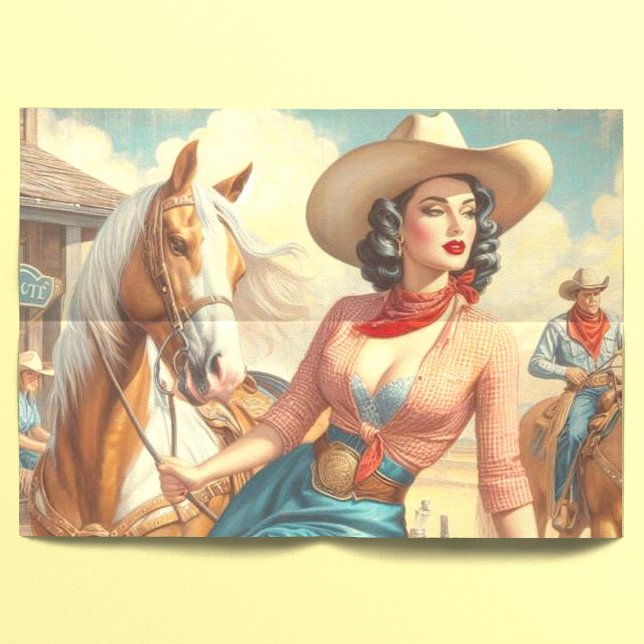 Papel De Seda Vintage Cowgirl (Criador carregado)