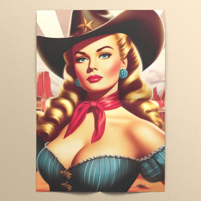 Papel De Seda Vintage Cowgirl Pin-up (Criador carregado)