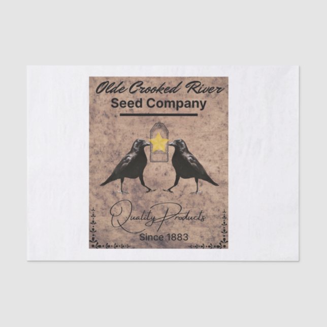 Papel De Seda Vintage Crow Seed Co. Design (Frente )