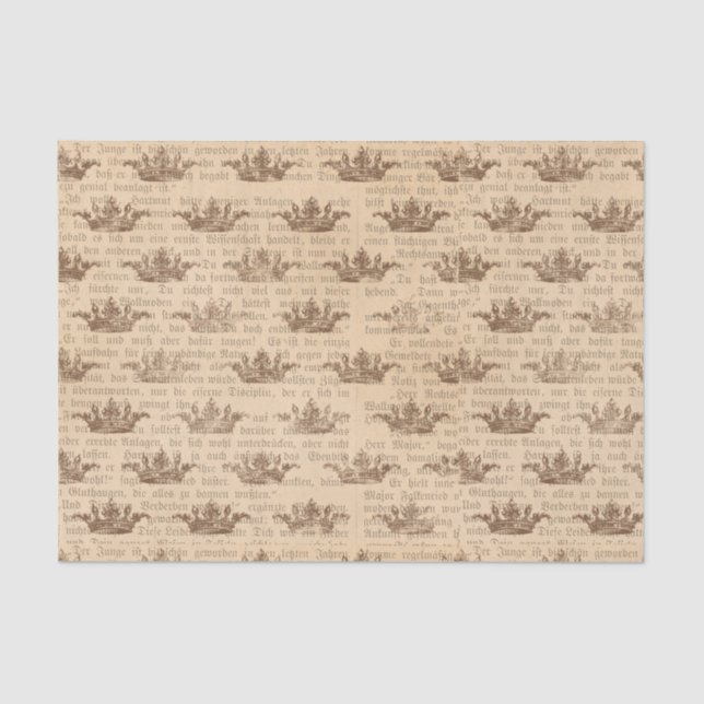 Papel De Seda Vintage Crown e Impressão alemão (Frente )