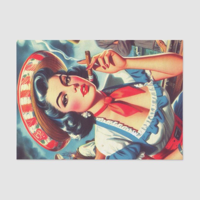 Papel De Seda Vintage Cuban Pin-up (Frente )