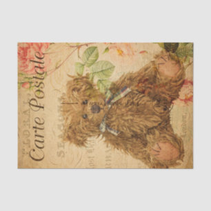 Papel De Seda Vintage Cute Bear Toy Floral Floral Floral Francê