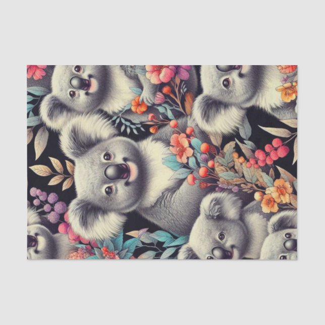 Papel De Seda Vintage Cute Koala Pintura (Frente )