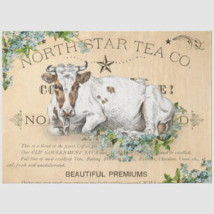 Papel De Seda Vintage Dairy Cow Decoupage