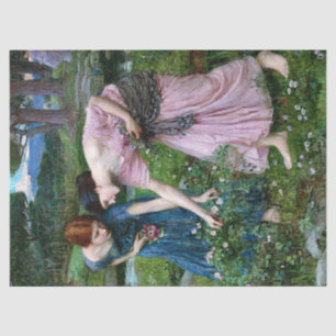 Papel De Seda Vintage Damas Escolhendo Flores Rosa Rosa Rosa Ros