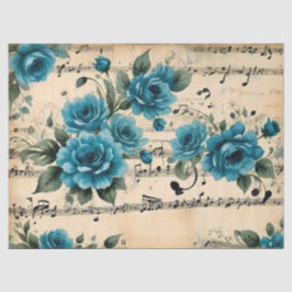 Papel De Seda Vintage Dance Music Notes Floral Deco Design