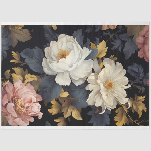 Papel De Seda Vintage Dark Florals (Frente )
