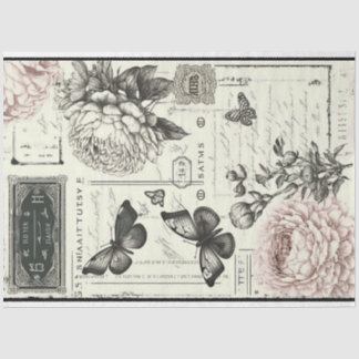 Papel De Seda Vintage Decoupage Butterfly Ivory Pink Artista