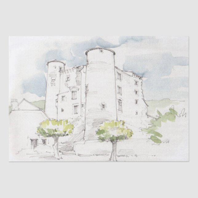 PAPEL DE SEDA VINTAGE DECOUPAGE FRANCÊS CHATEAUS COUNTRYSIDE (Frente )