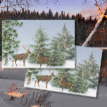 Papel De Seda Vintage Deer Winter Snow Flake Christmas Tree Blue<br><div class="desc">Floresta elegante e mágica de árvores com um par de veados em queda de neve,  capturada nesta design original que foi elegantemente criada de elementos botânicos antigos por uma artista e designer internacionalmente licenciada,  Audrey Jeanne Roberts,  copyright.</div>