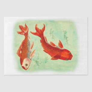 Papel De Seda Vintage - Desanexação de Peixes Koi Japoneses