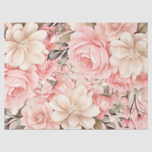 Papel De Seda Vintage - Descamação Floral Rosa Pastel Inspirada