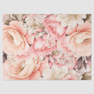 Papel De Seda Vintage - Descamação Floral Rosa Pastel Inspirada