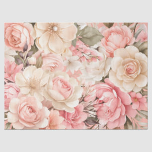 Papel De Seda Vintage - Descamação Floral Rosa Pastel Inspirada