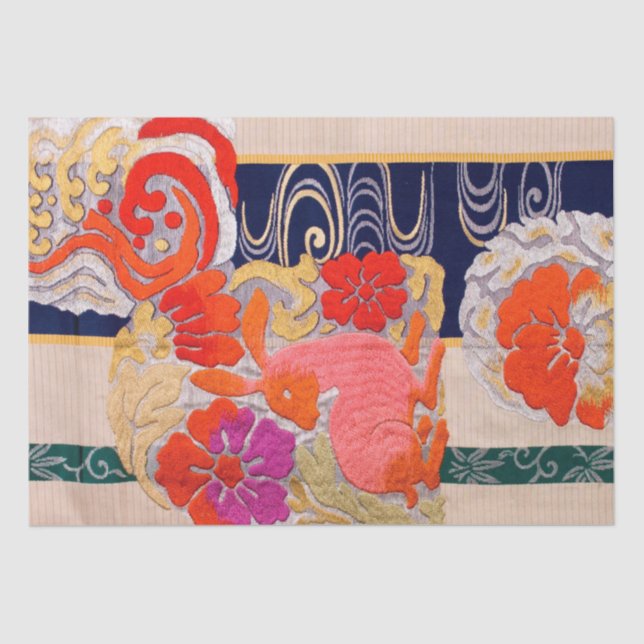 Papel De Seda Vintage - Design de coelho japonês (Frente )