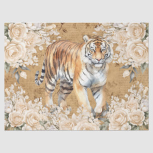 Papel De Seda Vintage - Dissociação de Tigre e Rosas Brancas Ins