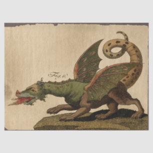 Papel De Seda Vintage - Dissociação do Dragão Verde Medieval