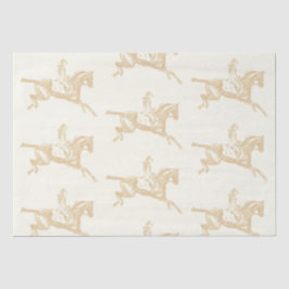 Papel De Seda Vintage Dourada Beige Girl Horseback Riding