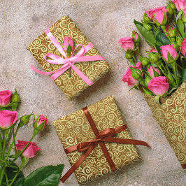 Papel De Seda Vintage Dourada Swirls Padrão Luxury Boho Classy