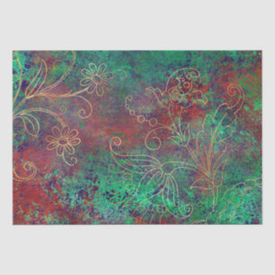 Papel De Seda Vintage Dourado Floral Grunge Damask
