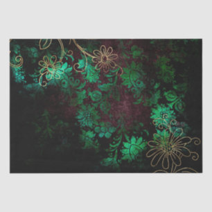 Papel De Seda Vintage Dourado Floral Grunge Damask