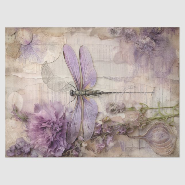 Papel De Seda Vintage Dragonfly Ephemera Decoupage (Frente )