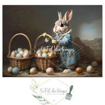 Vintage Easter Bunny With Colorful Egg Basket