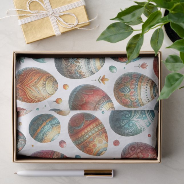 Papel De Seda Vintage Easter Egg Pattern Holiday  (Presente)