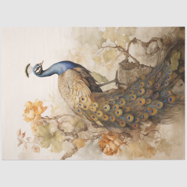 Papel De Seda Vintage Elegant Peacock (Frente )