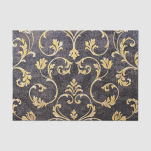Papel De Seda Vintage elegante chic black e gold flordamask