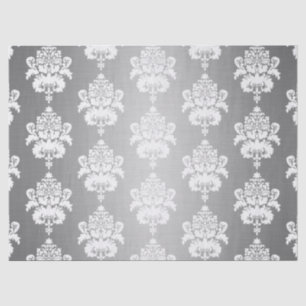 Papel De Seda Vintage Elegante Decoupage Flutuando Damasco Silve