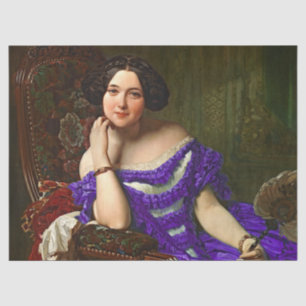 Papel De Seda Vintage Elegante Lady Blue Violet Dress Decoupage