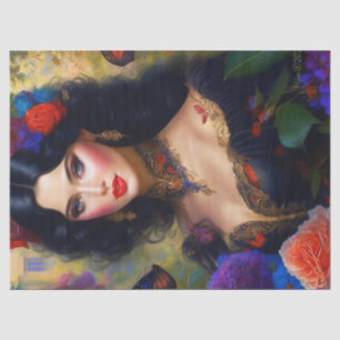 Papel De Seda Vintage Elegante Lady Na Decoupage Preta