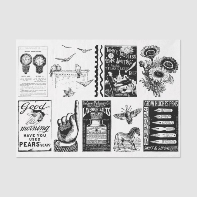 Papel De Seda Vintage Ephemera Decoupage Collage Paper (Frente )