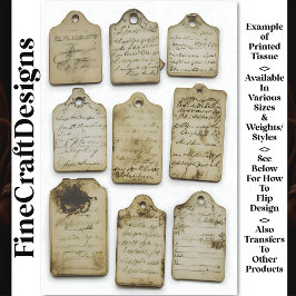 Papel De Seda Vintage Ephemera Distresse Tags AJ0 Decoupage