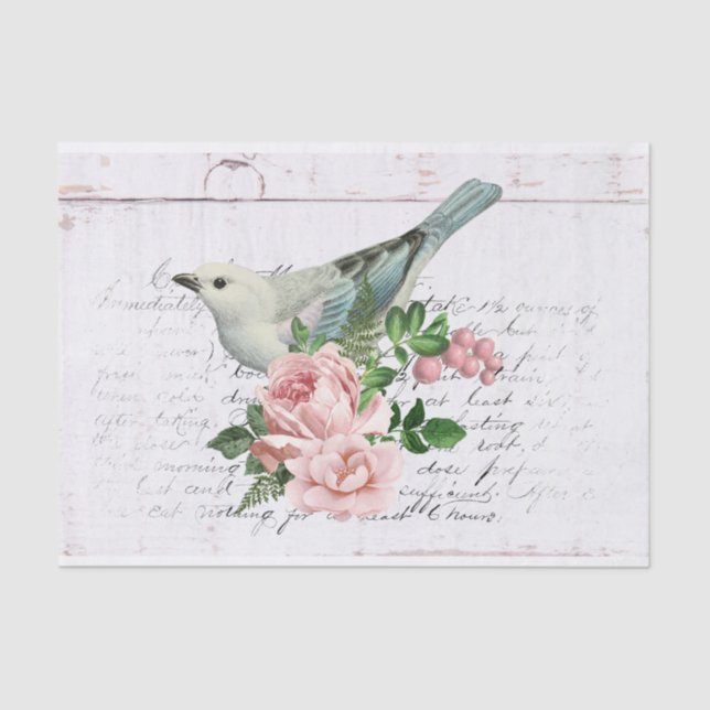 Papel De Seda Vintage Ephemera Floral (Frente )