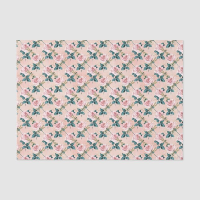 Papel De Seda Vintage Ephemera Floral Dragonfly (Frente )