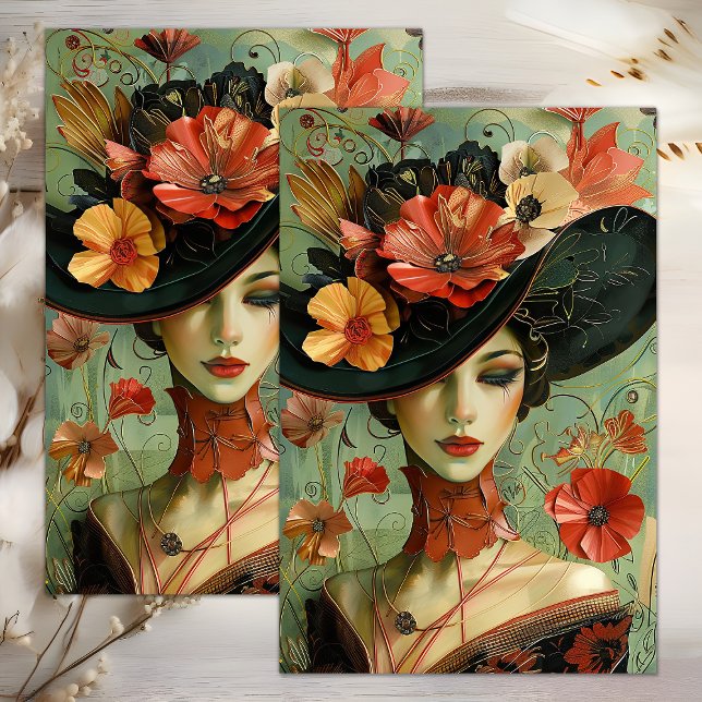 PAPEL DE SEDA VINTAGE FASHION MULHER DECOUPAGE (VINTAGE FASHION WOMAN DECOUPAGE TISSUE PAPER)