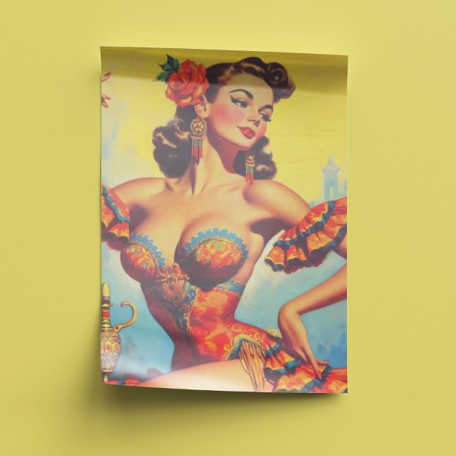 Papel De Seda Vintage Flamenco Pin Up (Criador carregado)