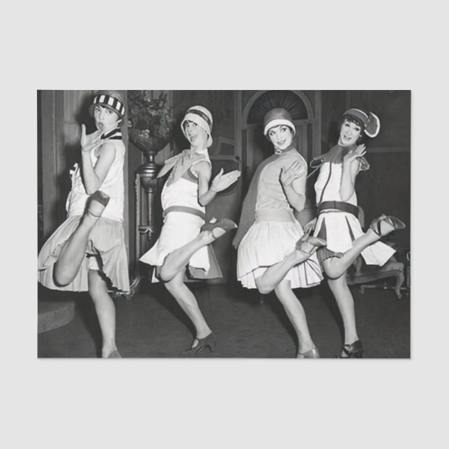 Papel De Seda Vintage Flapper Girls Dancing (Frente )