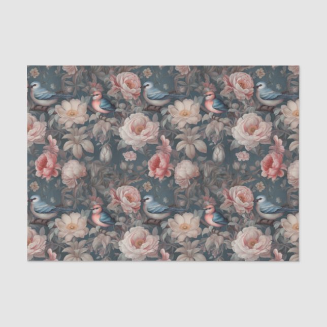 Papel De Seda Vintage Floral Bird (Frente )