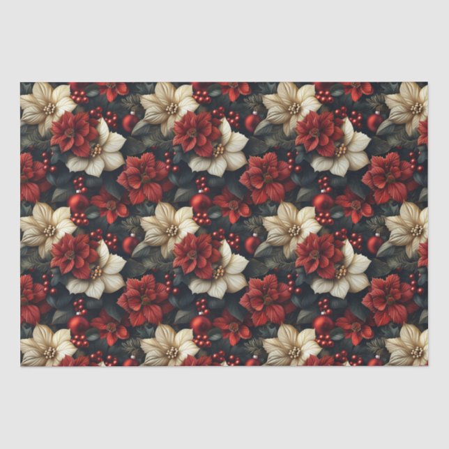 Papel De Seda Vintage Floral Christmas (Frente )