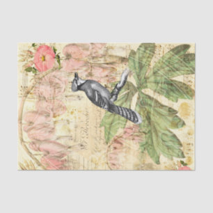 Papel De Seda Vintage Floral com Jay Azul