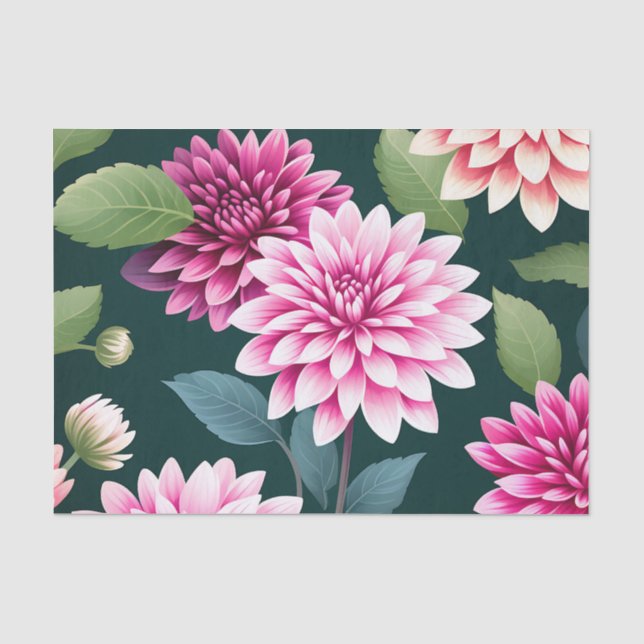Papel De Seda Vintage Floral Dahlias (Frente )