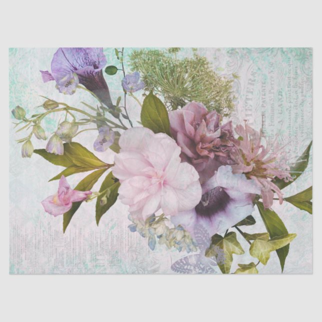 Papel De Seda Vintage Floral Decoupage (Frente )